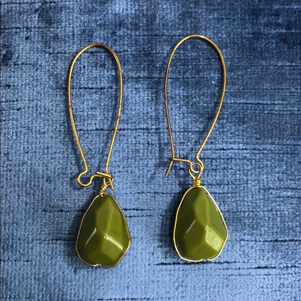 Green and Gold Earrings